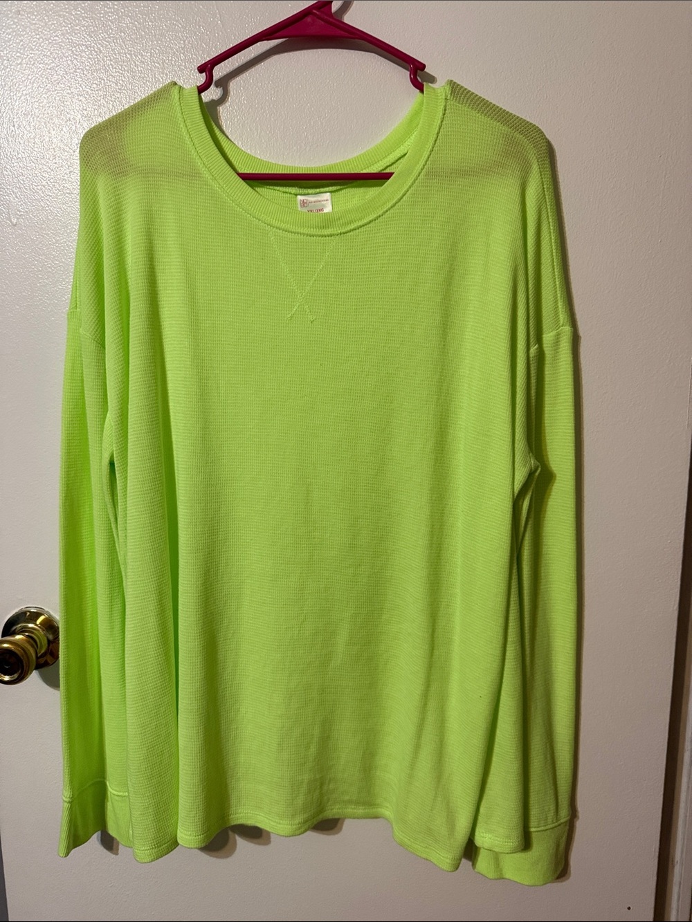 No Boundaries Neon Lime Long Sleeve Thermal Tee